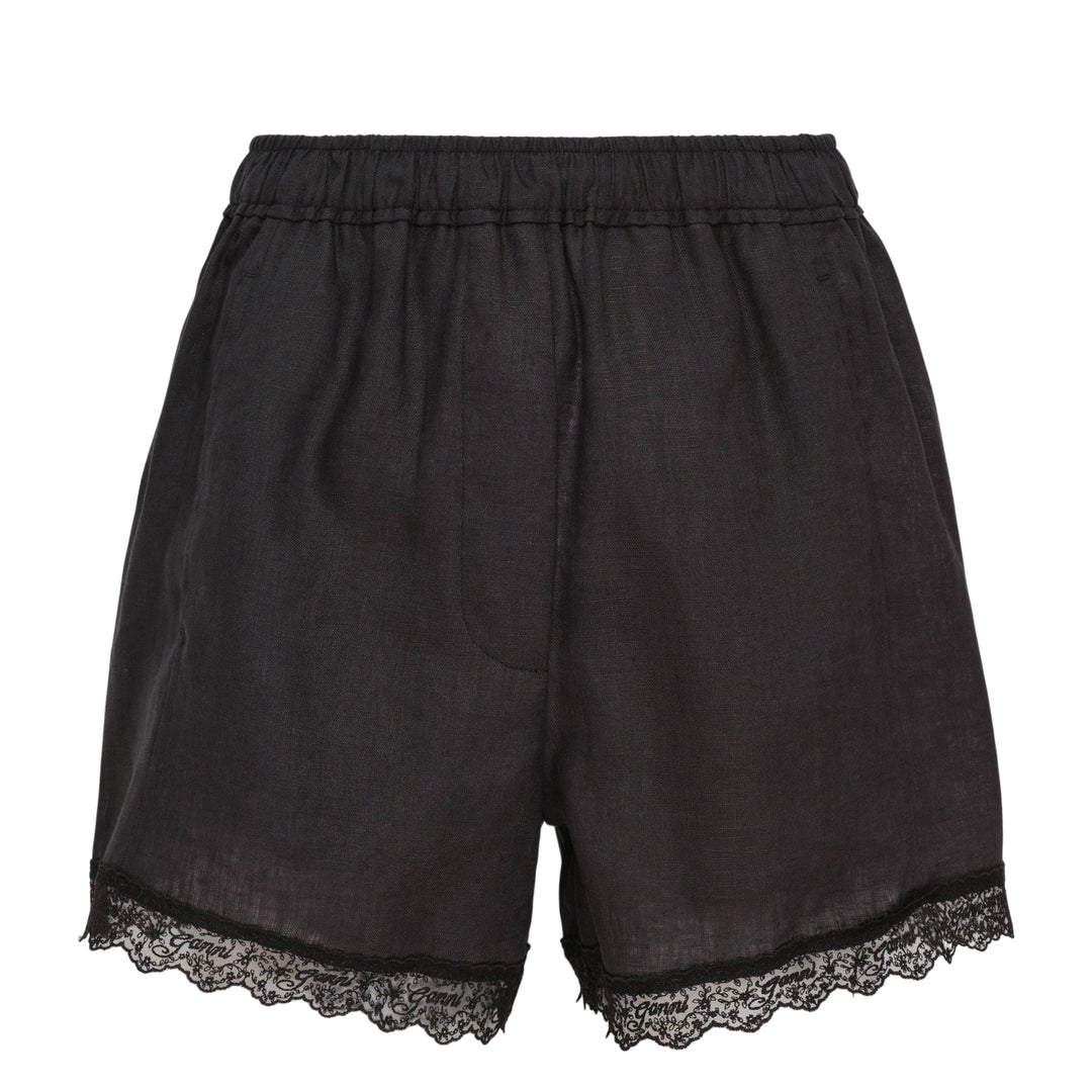 Light Linen Lace Hem Shorts