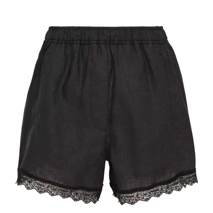 Light Linen Lace Hem Shorts