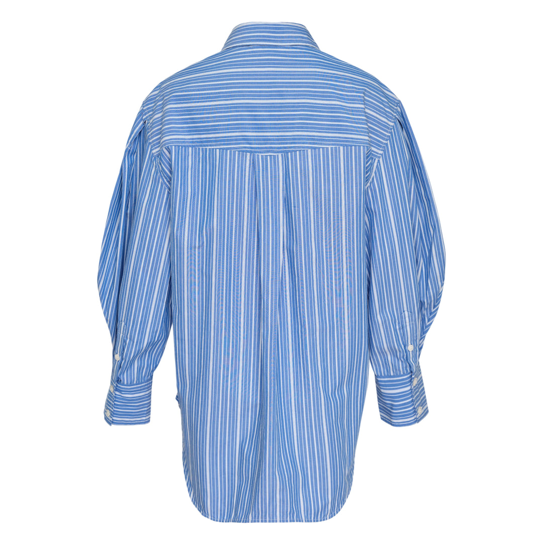 Stripe Cotton Pleated Sleeve Shirt