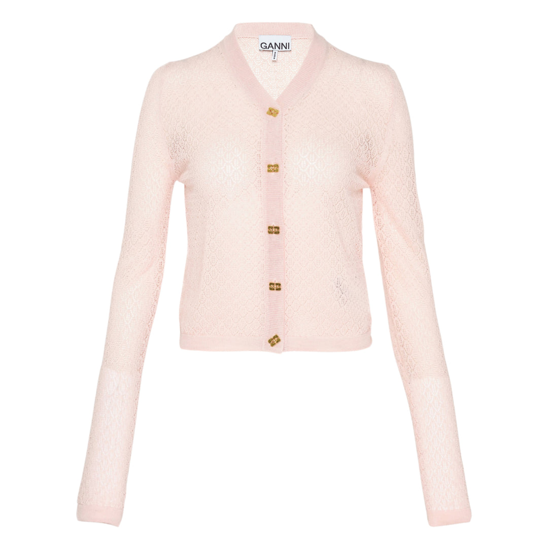 Shiny Viscose Pointelle Cardigan