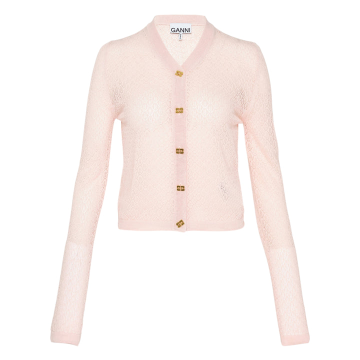 Shiny Viscose Pointelle Cardigan