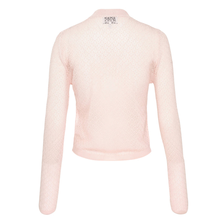 Shiny Viscose Pointelle Cardigan