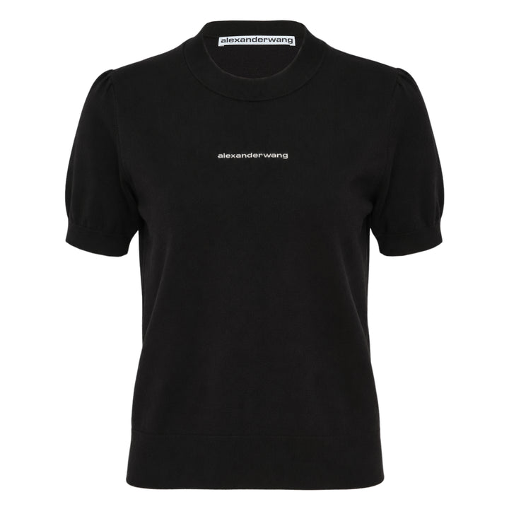 Short Sleeve Crewneck Hotfix Logo Knit Top
