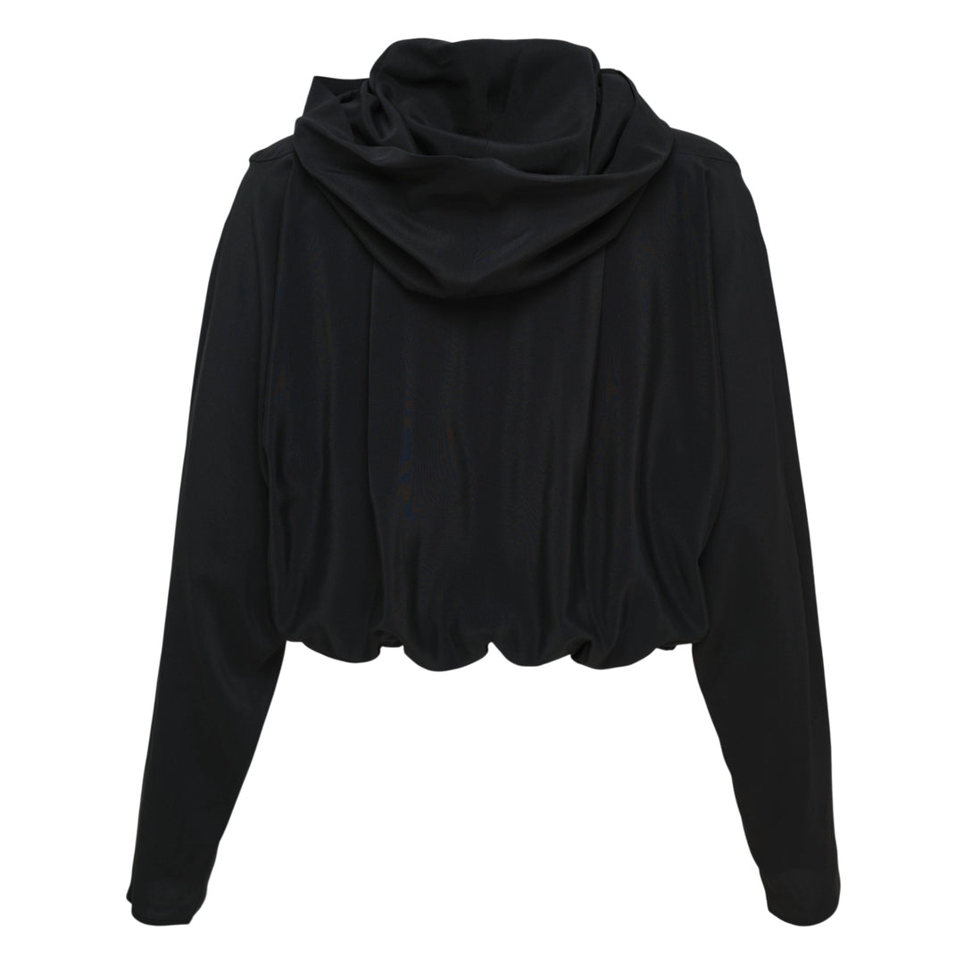 Pleated Neckline Zip Hoodie