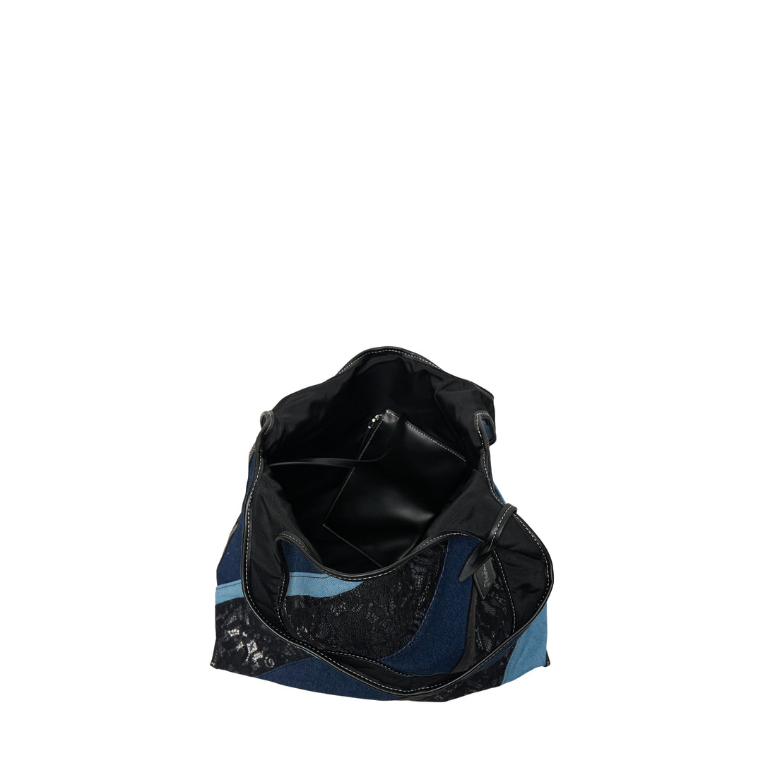 Lace Patchwork Denim Tote