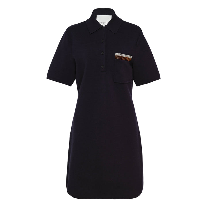 Short Sleeve Beaded Polo Mini Dress