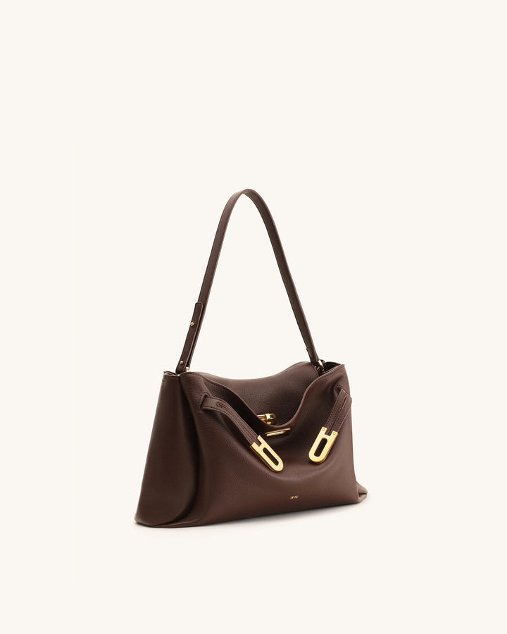 Rhea Pebbled Double Buckle Shoulder Bag