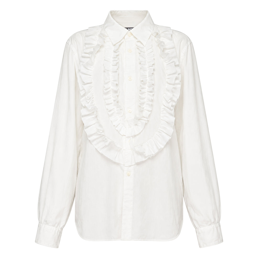 Long Sleeve Ruffle Bib Shirt