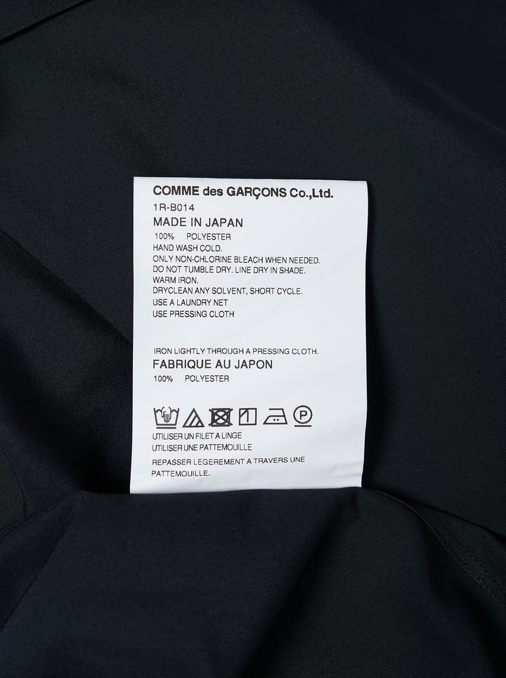 Comme des Garçons Black long sleeve polyester broad shirt in navy, featuring a point collar, tonal buttons, and a chest patch pocket - view 3