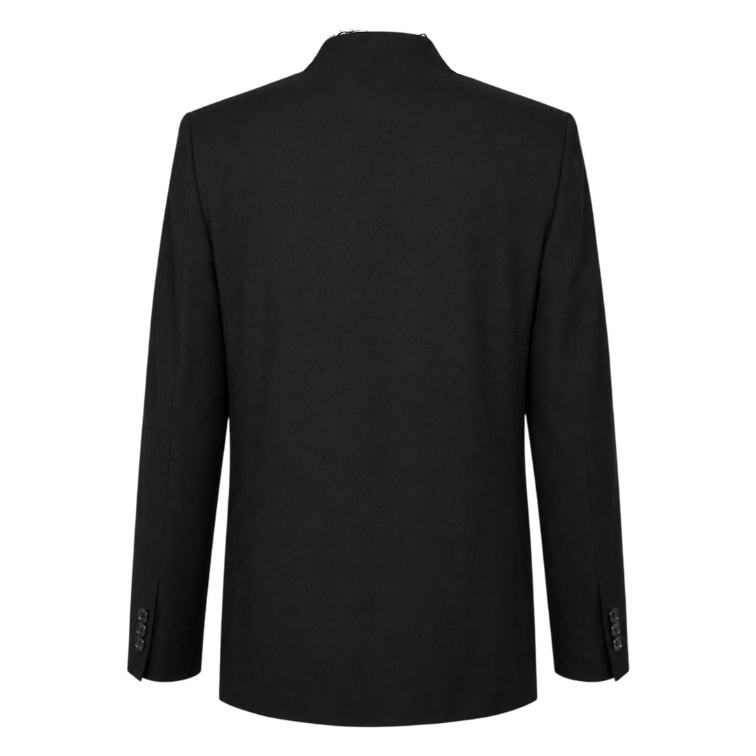 Wool Gabardine Mandarin Collar Jacket