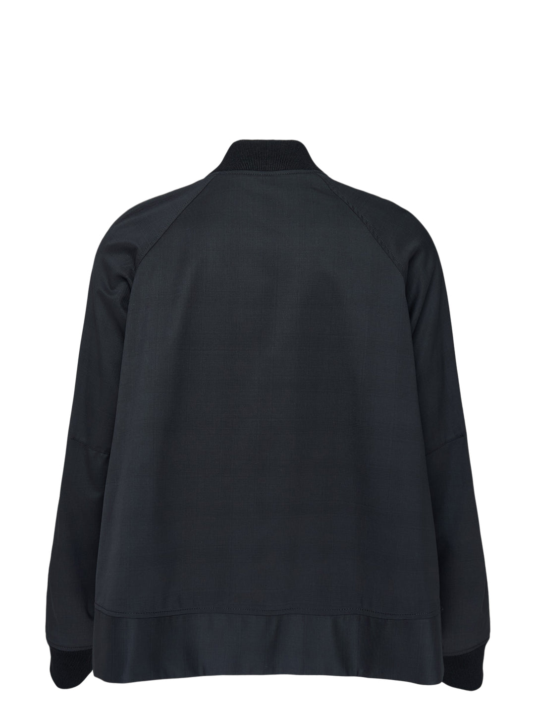 Comme des Garçons BLACK wool-blend bomber jacket in black with silver snap-button closure, ribbed collar, cuffs and hem, and two hip welt pockets - view 2
