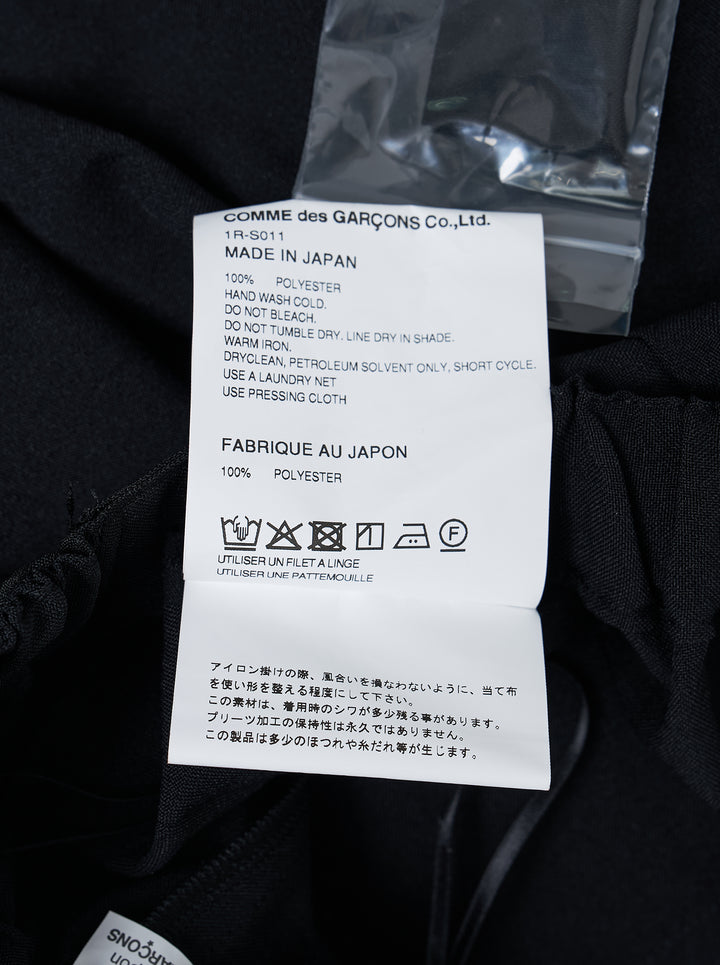 Comme des Garçons Black black polyester tiered ruffle midi skirt with cascading raw-edged layers and elasticated waistband, shown on white background - view 3