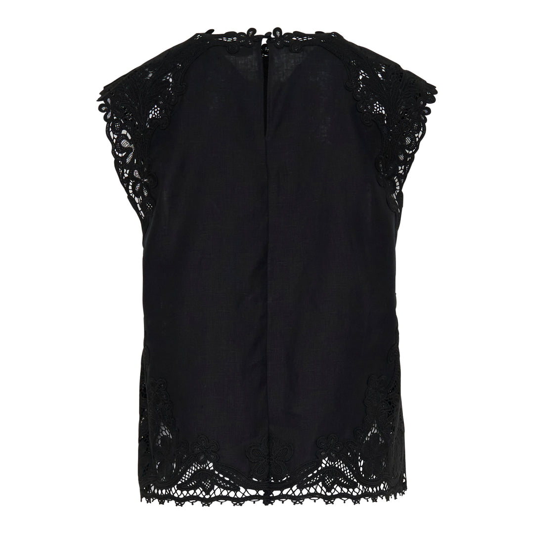 Amelie Lace Trim Linen Top