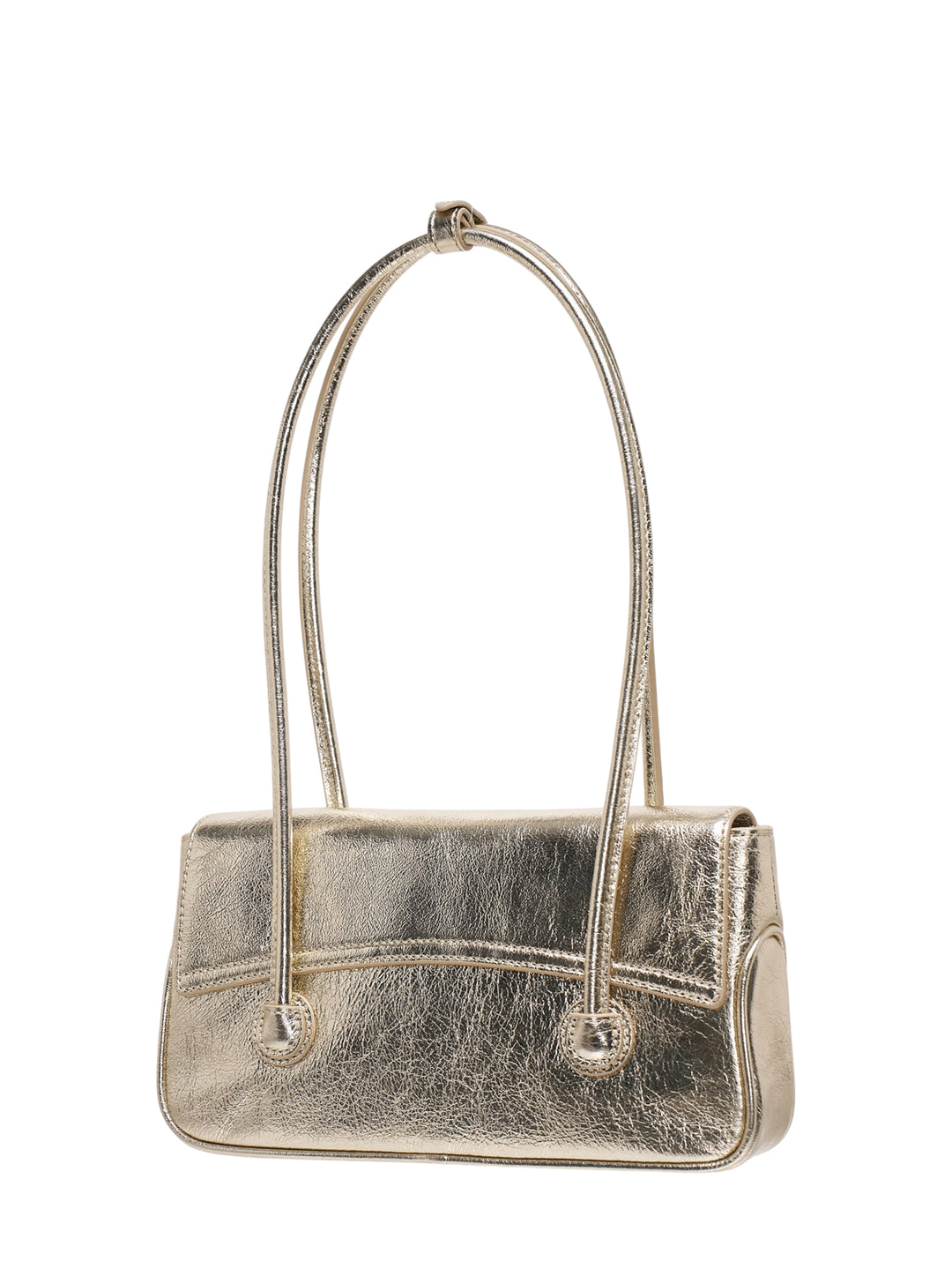 Marge Sherwood small flap shoulder bag in crinkled metallic leather with long rounded handles - view 2