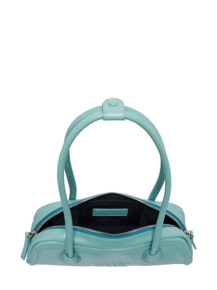 Marge Sherwood Soft Boston EW Mini shoulder bag in mint green smooth leather with dual arched top handles and embossed logo - view 3