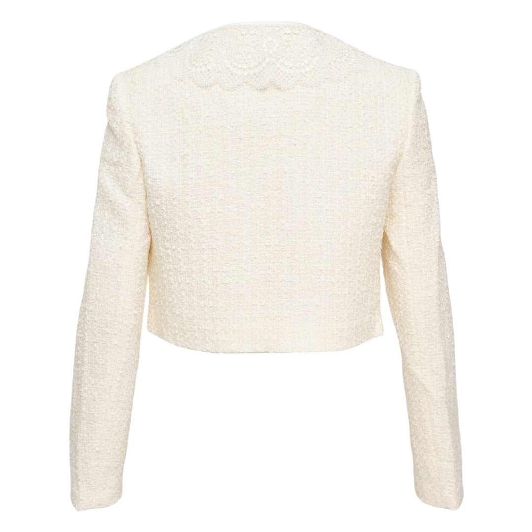 Cream Boucle Lace Collar Jacket