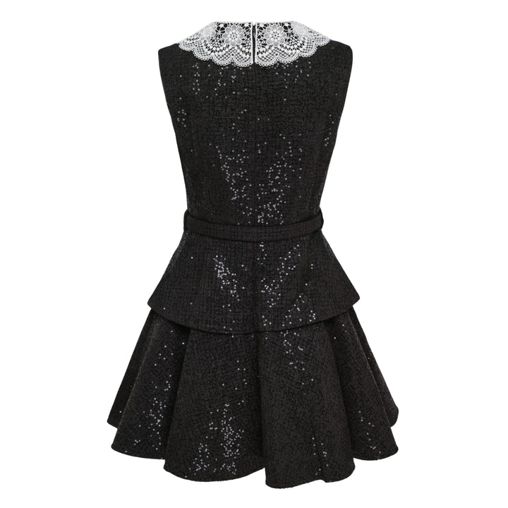 Black Sequin Boucle Mini Dress