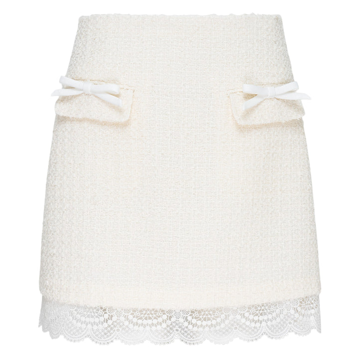 Cream Bouclé Lace Mini Skirt