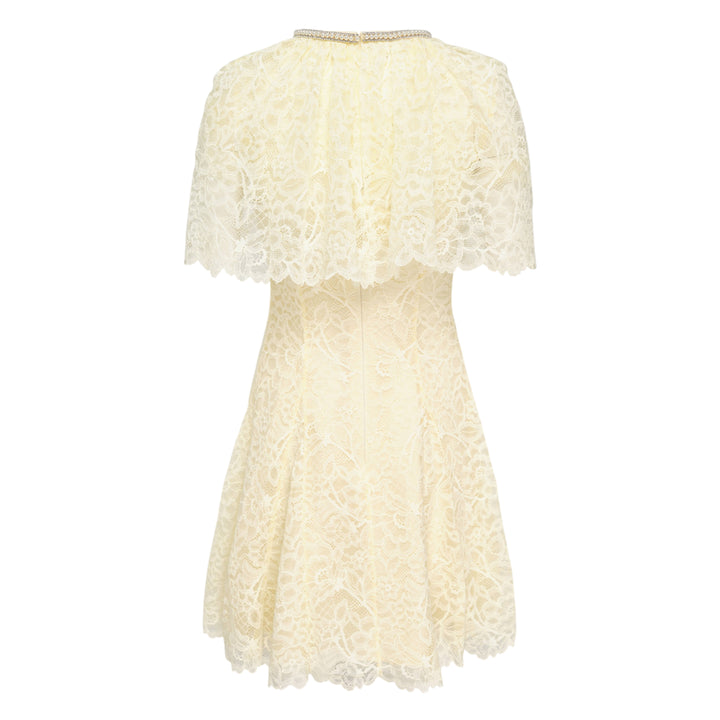 Yellow Lace Cape Mini Dress