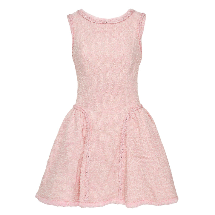 Pink Bouclé Sleeveless Mini Dress