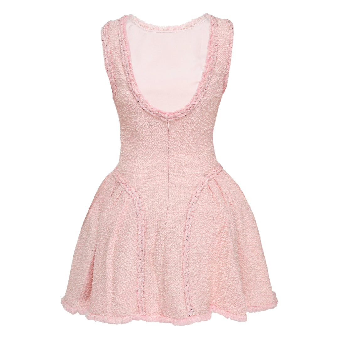 Pink Bouclé Sleeveless Mini Dress