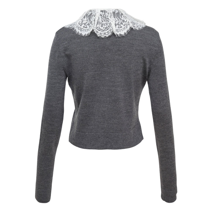 Lace Collar Knit Cardigan