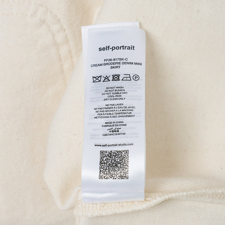 Cream Broderie Denim Mini Skirt