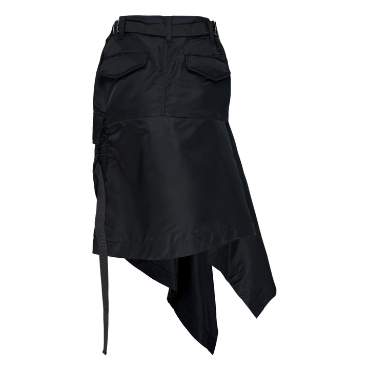 Nylon Twill Asymmetric Cargo Skirt
