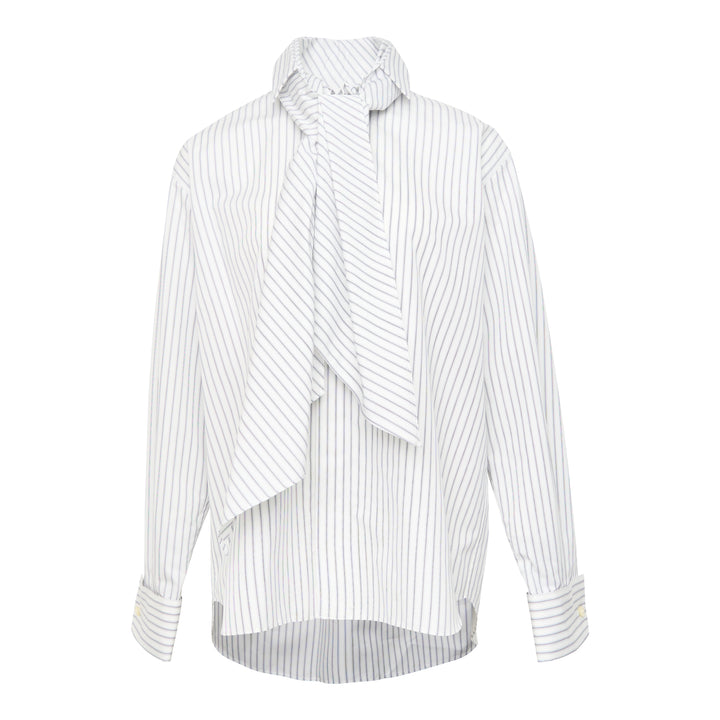 White Poplin Scarf Shirt