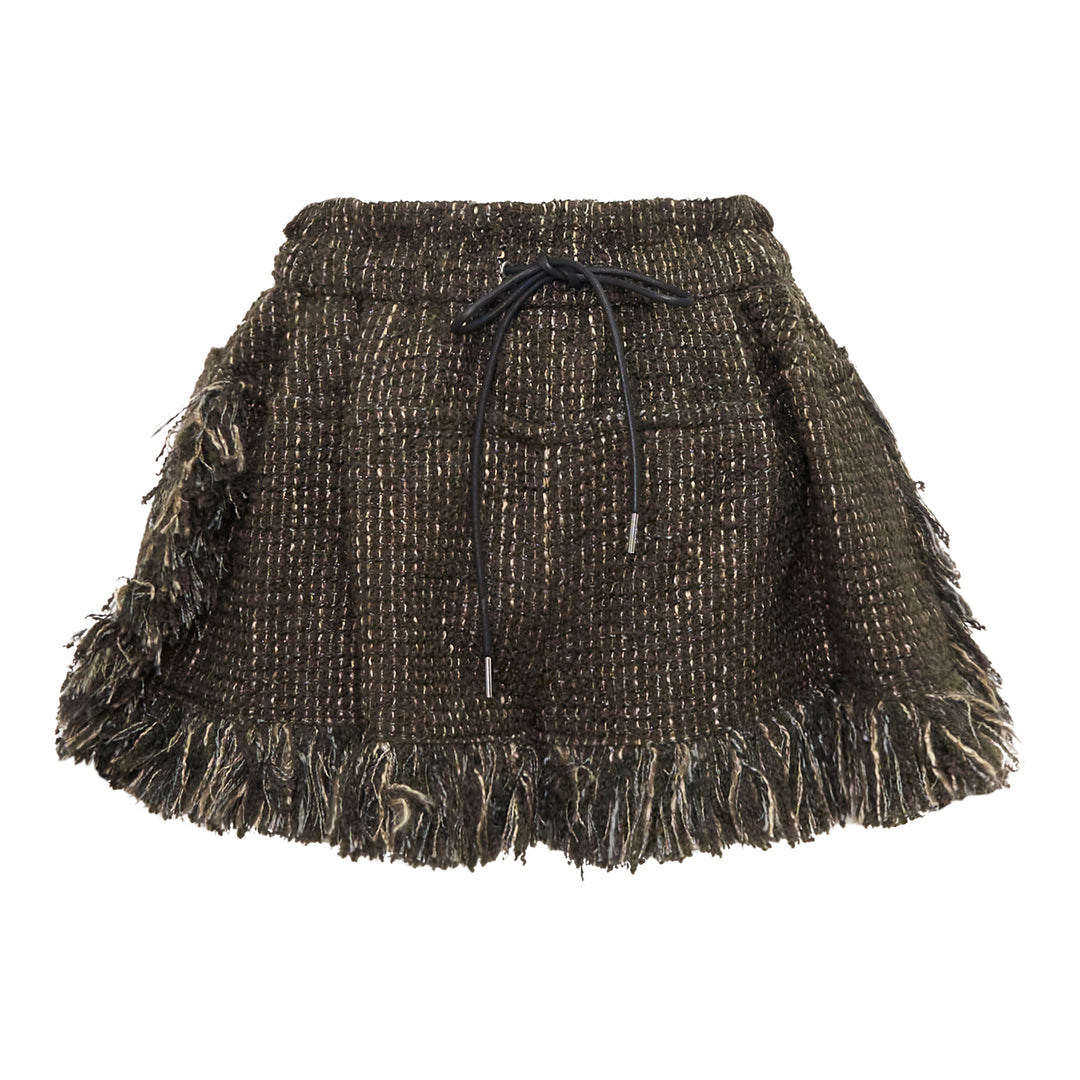 Fringe Tweed Mini Skirt