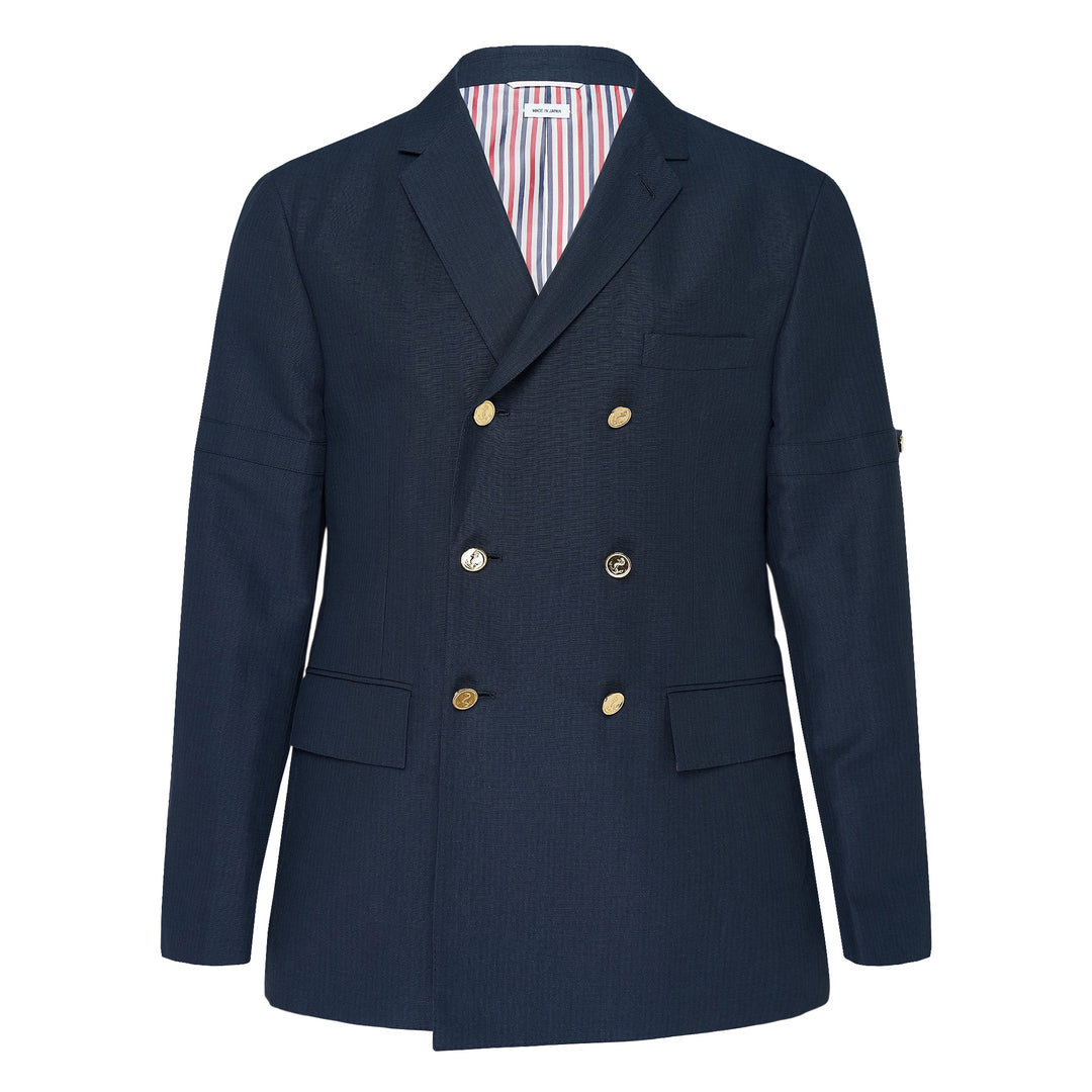Unconstructed Wide Shoulder Double-Breasted Blazer