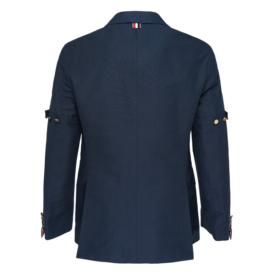 Unconstructed Wide Shoulder Double-Breasted Blazer