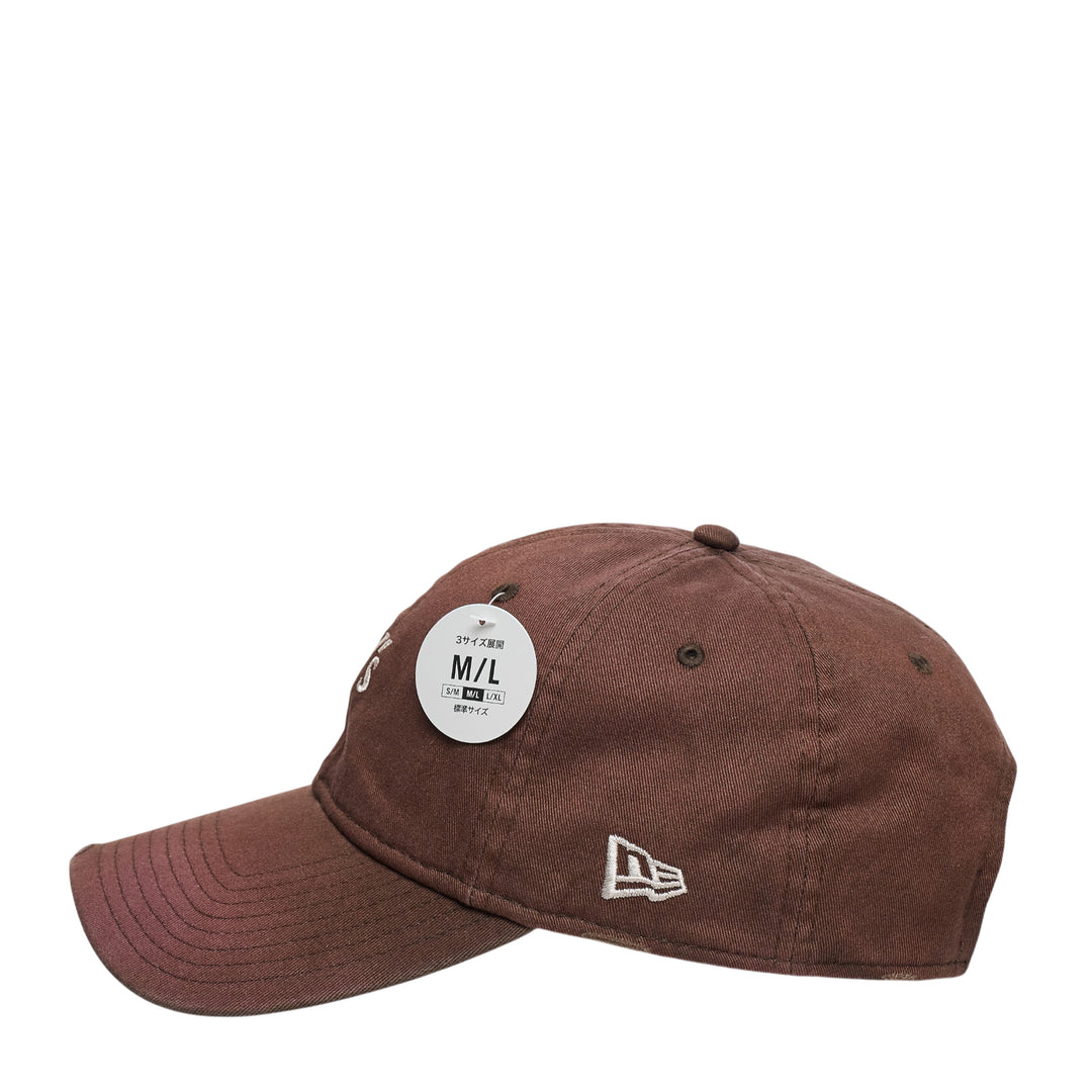 Y's Logo Vintage Wash Cap in brown with embroidered Y's logo on the front panel and distressed brim detailing, M/L size tag attached - view 2
