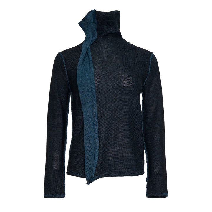 High Neck Knit Top with Cloth