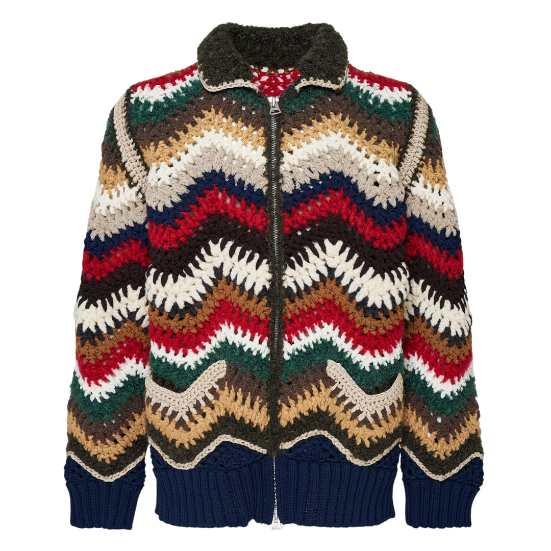 Mix Crochet Knit Blouson