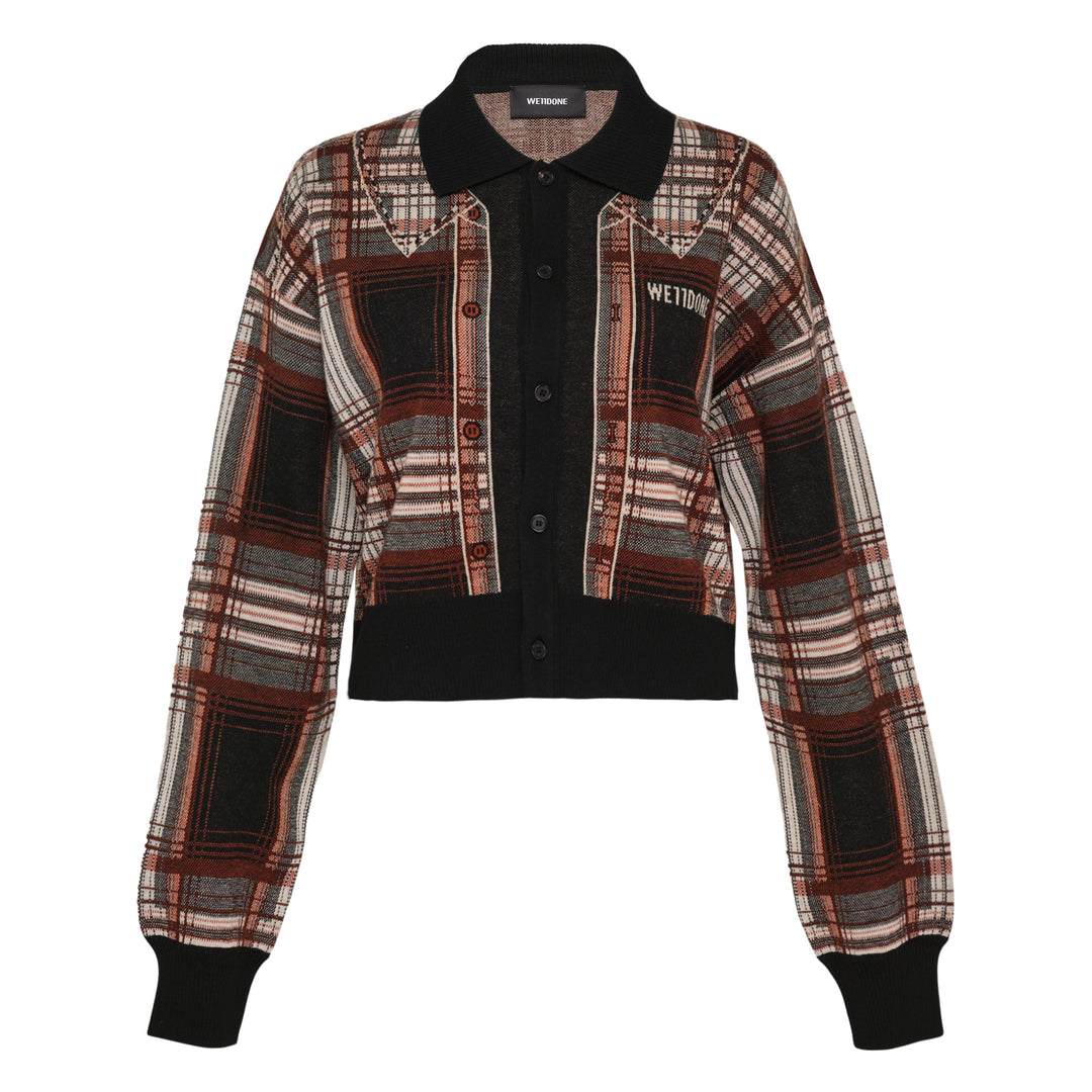 Plaid Knit Cardigan Jacket