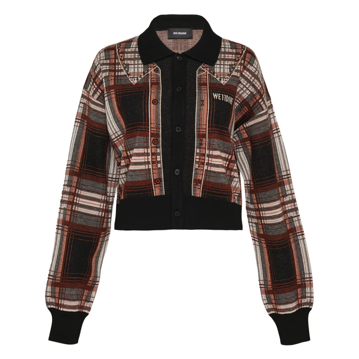 Plaid Knit Cardigan Jacket