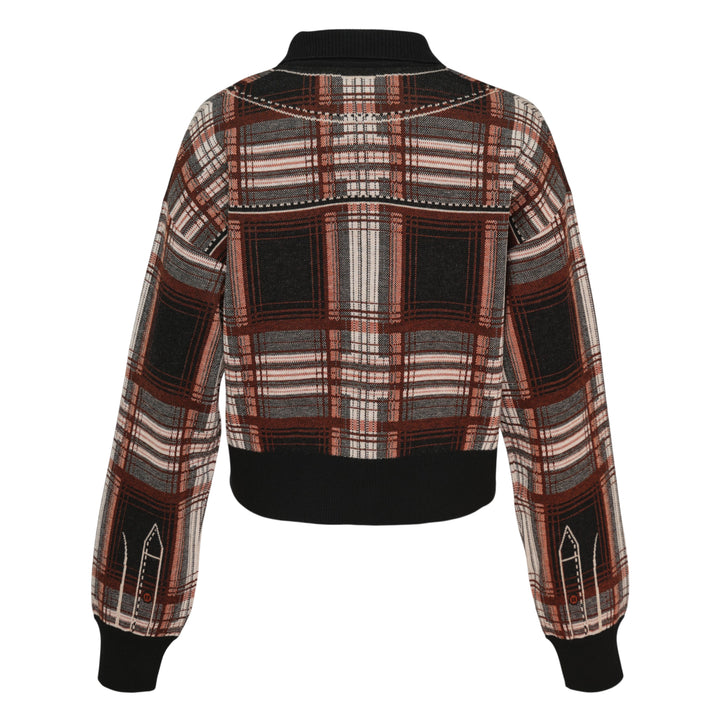 Plaid Knit Cardigan Jacket