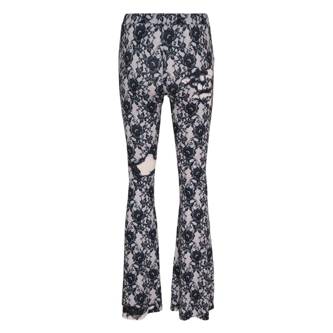 Black Lace Printed Flare Pants