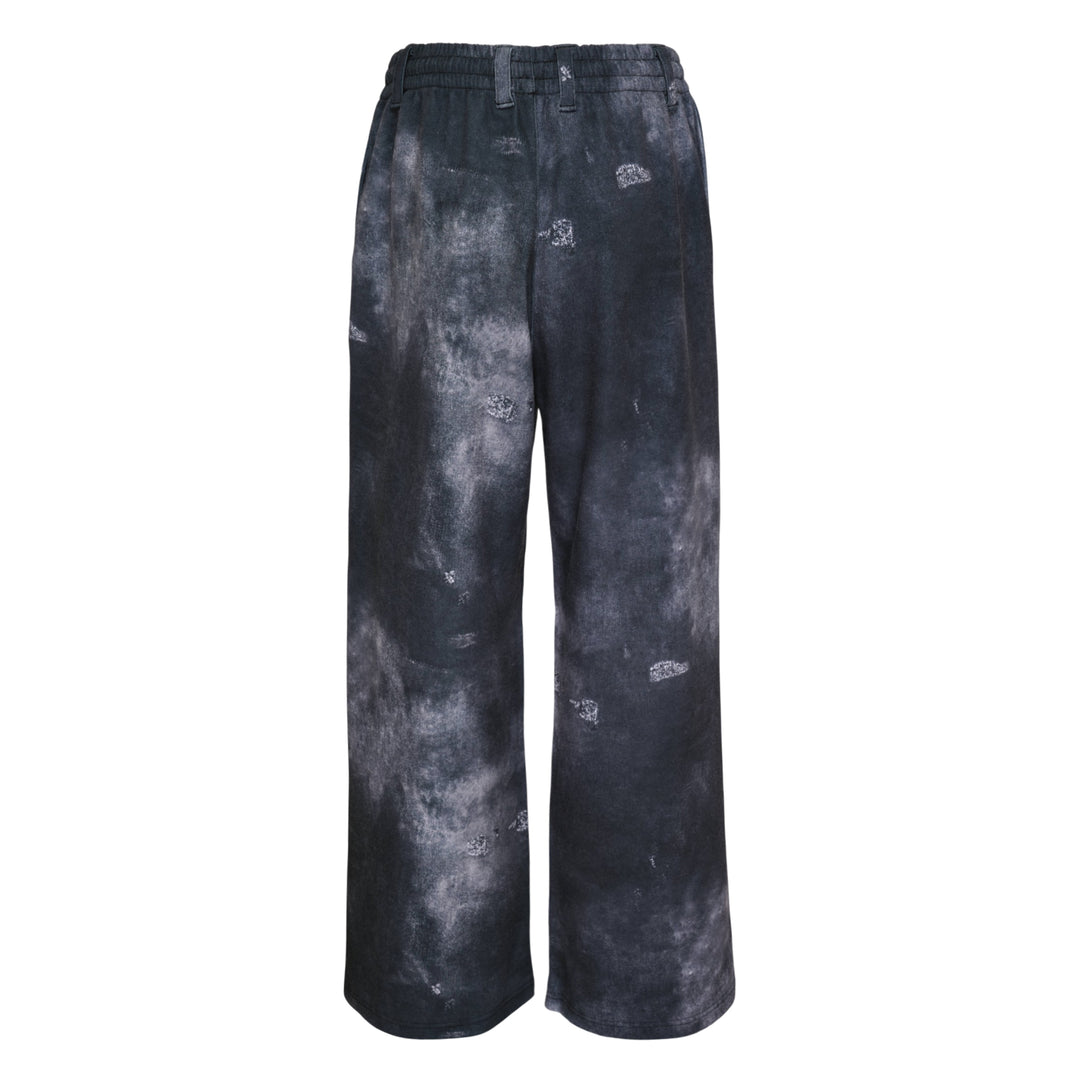 Black Trompe L'Oeil Denim Print Sweatpants