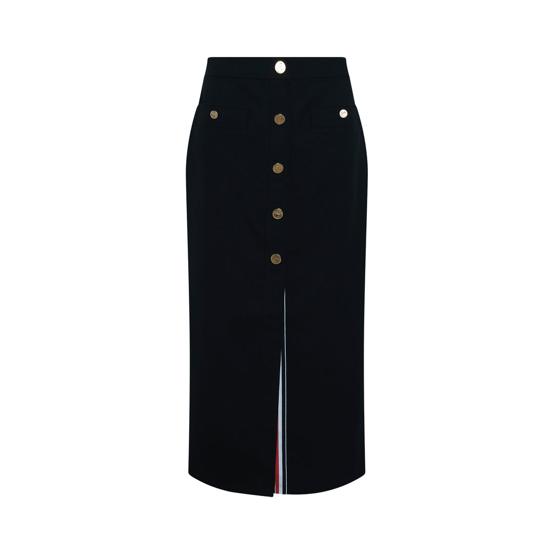 High Waisted Button Front Skirt