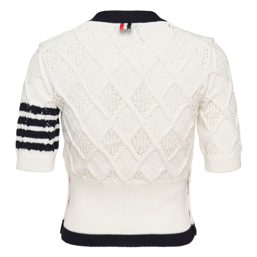 Argyle Pointelle Cable Cardigan