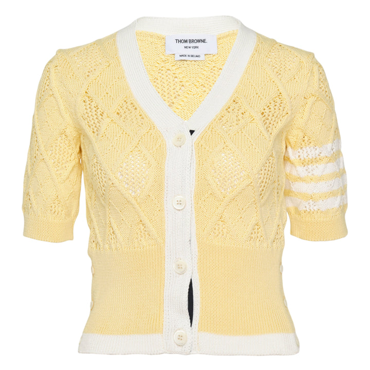 Argyle Pointelle Cable Cardigan