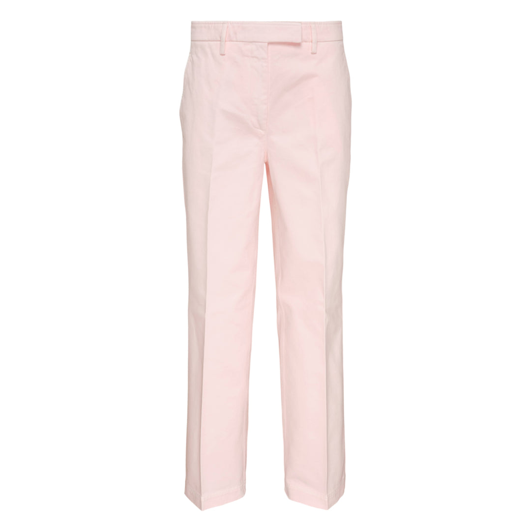 Thom Browne Beltloop Chino Pants in blush pink cotton twill, featuring a straight-leg silhouette with front creases, belt loop waistband, and cuffed hems