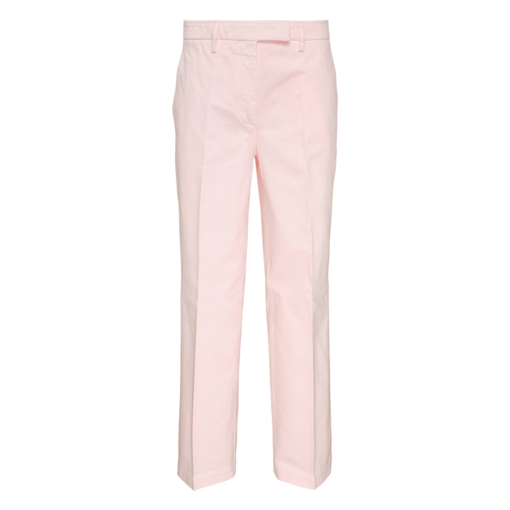 Thom Browne Beltloop Chino Pants in blush pink cotton twill, featuring a straight-leg silhouette with front creases, belt loop waistband, and cuffed hems