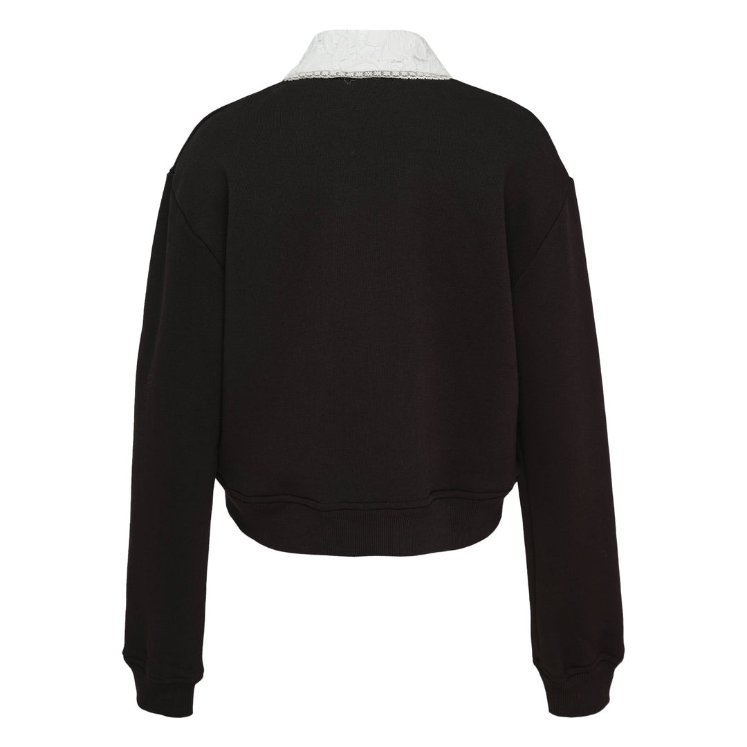 Lace Collar Button Sweatshirt