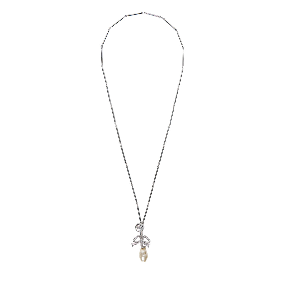 Pearl Bow Pendant Necklace