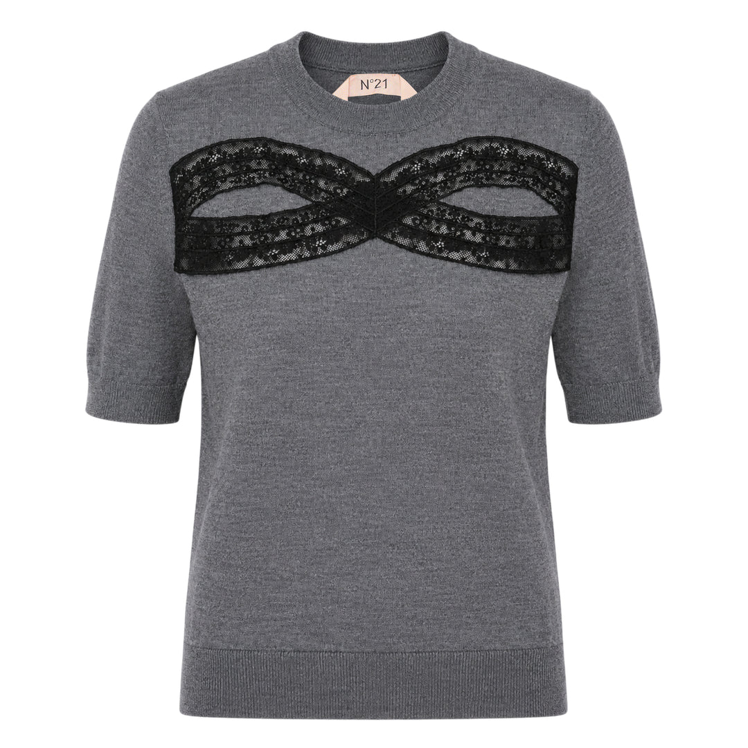 Lace Detail Crew Neck Knit