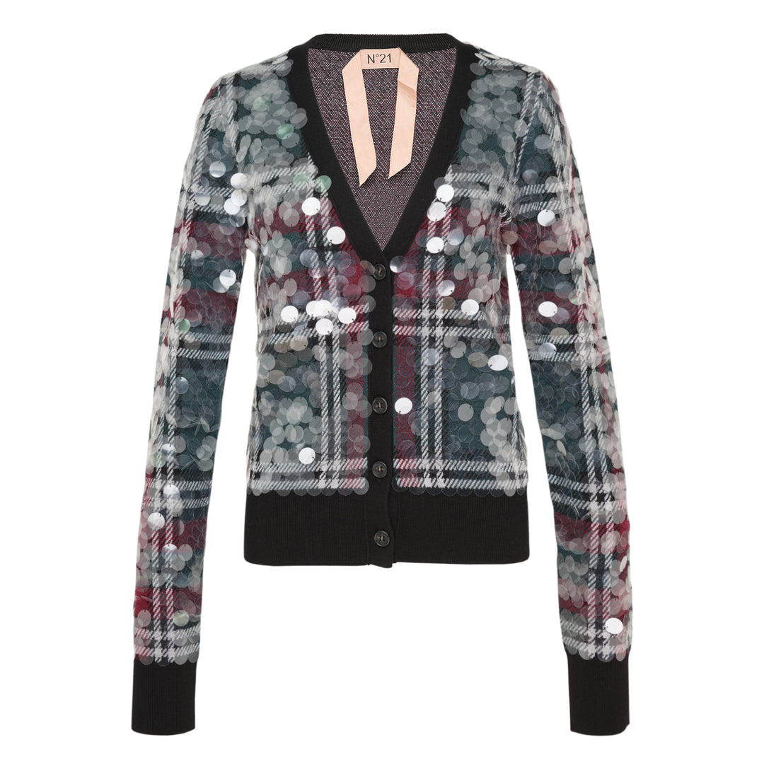 Plaid Sequin Cardigan