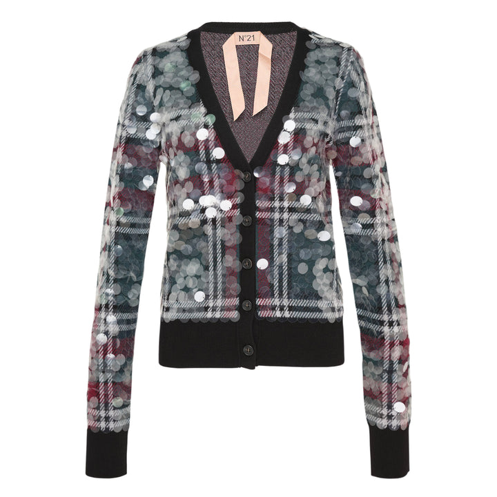 Plaid Sequin Cardigan